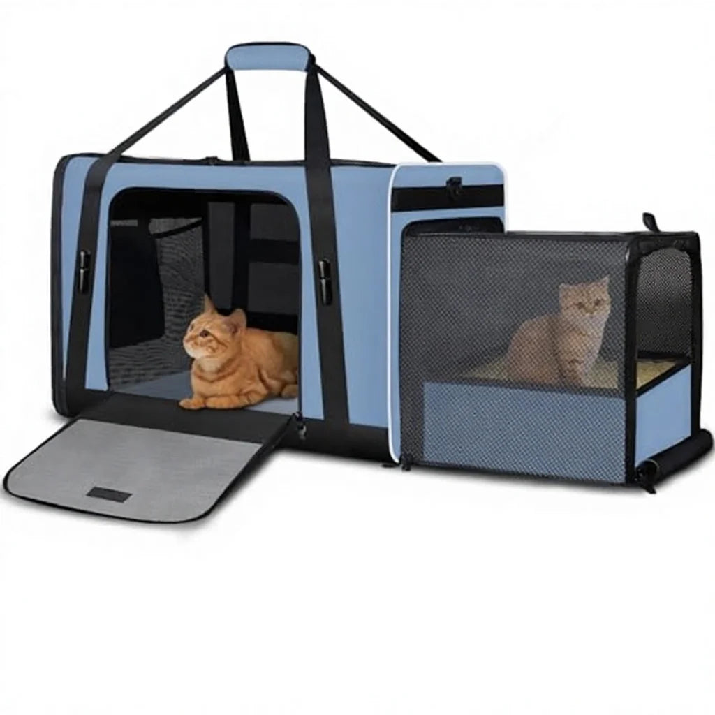 Expandable Extra Large Cat Carrier - 24"x17"x17", Safe Travel for Maine Coons