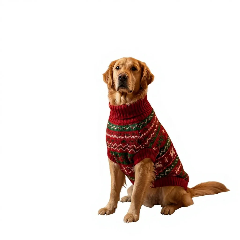 High-Stretch Turtleneck Dog Sweater | Thermal Knit | Warm Winter Wear for Large Dogs