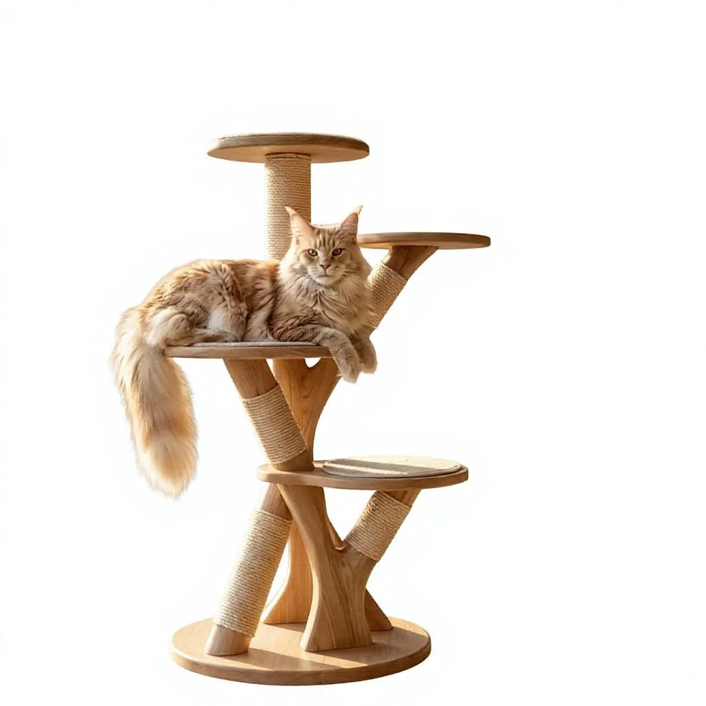 Maine Coon Luxury Wooden Cat Scratcher Tree
