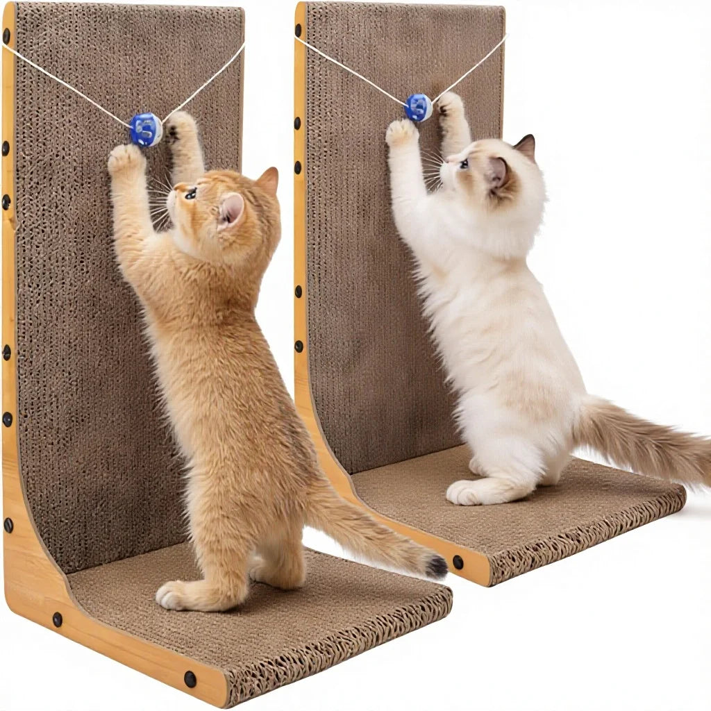 L-Shape Vertical Cat Scratching Board - 23.6 Inch Jumbo Scratcher for Maine Coons