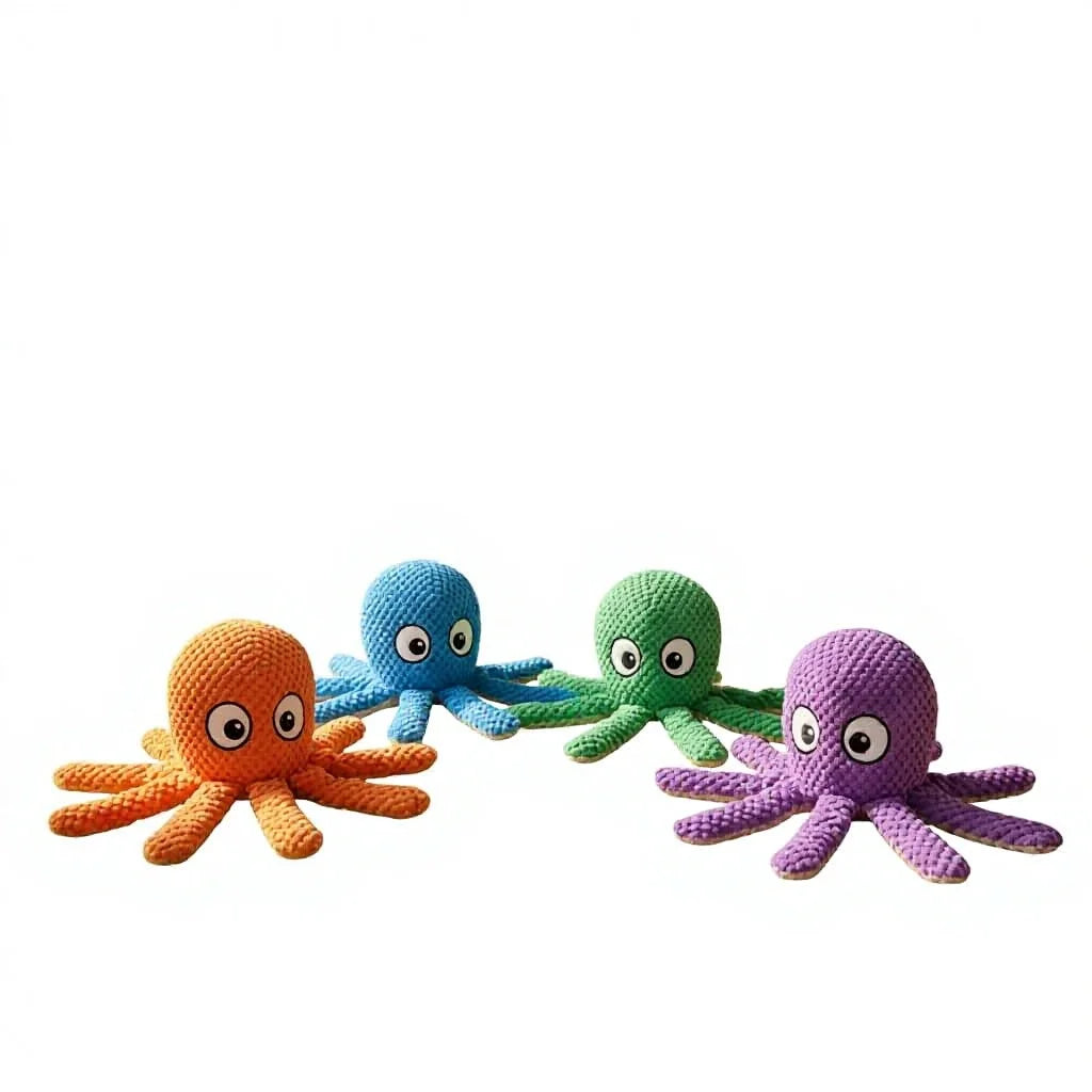Interactive Squeaky Octopus Plush Dog Toy | 4 Pack | Soft & Durable | For Small to Large Dogs